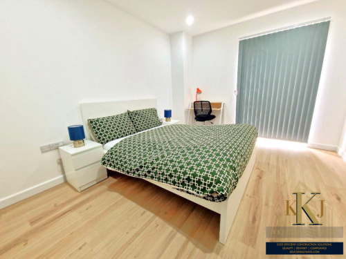 furnished bedroom, London flats, bedroom interior, modern bedroom, KKJ Consultants, comfortable bedroom